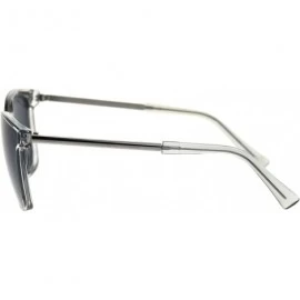 Rectangular Gentlemans Elegant Designer Fashion Mod Thin Horn Rim Sunglasses - Clear Black - CF18SGCXYNC $15.69