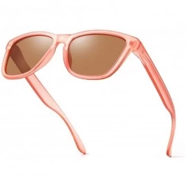 Square Polarized Sunglasses for Men Women Retro Classic UV400 Protection Sunglasses - Pink Frames/Brown Lens - CE1970GZH72 $2...