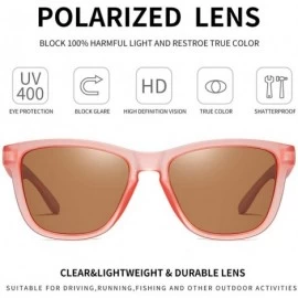 Square Polarized Sunglasses for Men Women Retro Classic UV400 Protection Sunglasses - Pink Frames/Brown Lens - CE1970GZH72 $1...