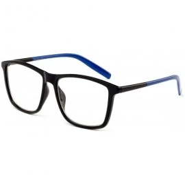 Square "Imperial" Slim Design Large Squared Fashion Clear Lens Glasses - Blue/Black - CV12HJWPXB9 $10.22