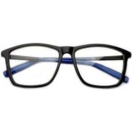 Square "Imperial" Slim Design Large Squared Fashion Clear Lens Glasses - Blue/Black - CV12HJWPXB9 $10.22