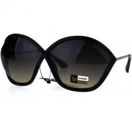 Butterfly Exposed Lens Oversize Butterfly Diva Plastic Designer Sunglasses - Black Smoke - CF1867SDQ4N $15.91