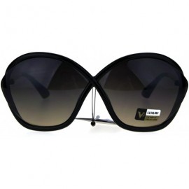 Butterfly Exposed Lens Oversize Butterfly Diva Plastic Designer Sunglasses - Black Smoke - CF1867SDQ4N $15.91