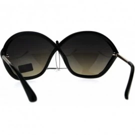 Butterfly Exposed Lens Oversize Butterfly Diva Plastic Designer Sunglasses - Black Smoke - CF1867SDQ4N $15.91