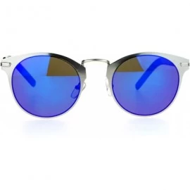 Wayfarer Futuristic Metal Horn Rim Hipster Horned Sunglasses - Silver Blue - C212CJL0YV9 $8.59