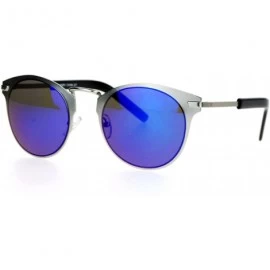 Wayfarer Futuristic Metal Horn Rim Hipster Horned Sunglasses - Silver Blue - C212CJL0YV9 $8.59