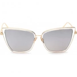 Aviator New Large Mirrored Cat Eye Sunglasses - CW12N42GN9G $32.60