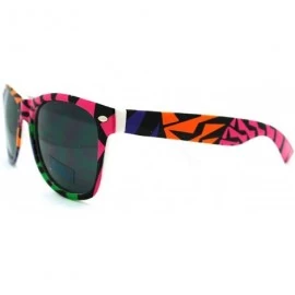 Wayfarer 80's Pop Art Geometric Pattern Horned Sunglasses - Purple Pattern - CT11FAZ5H95 $12.43