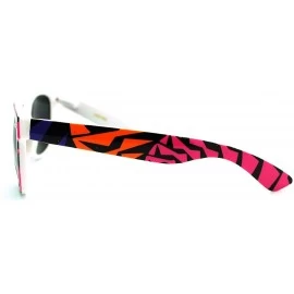Wayfarer 80's Pop Art Geometric Pattern Horned Sunglasses - Purple Pattern - CT11FAZ5H95 $12.43