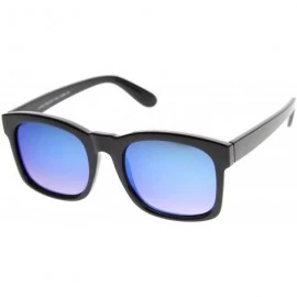 Wayfarer Mod Fashion Oversized Bold Frame Flash Mirror Horn Rimmed Sunglasses 61mm - Black / Ice - C4128PMCHAV $13.22