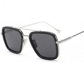 Square Fashion Flight Style Sunglasses Men Square Sunglasses Women - Silvergray - C4190SD6X9S $31.33