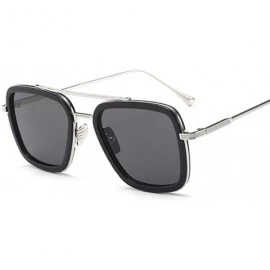 Square Fashion Flight Style Sunglasses Men Square Sunglasses Women - Silvergray - C4190SD6X9S $51.32