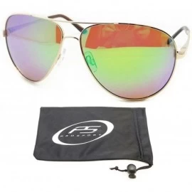 Aviator Polarized Mirrored Aviator Sunglasses for Men and Women. - Gold - CB11I0Q04F9 $33.07