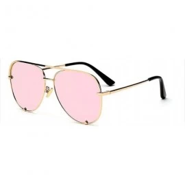 Oval Mini Black Sunglasses Luxury Women's Fashion Mirror Pink Glasses Pilot Style Adult Girls Gradient UV400 - CJ197Y7D8A7 $5...