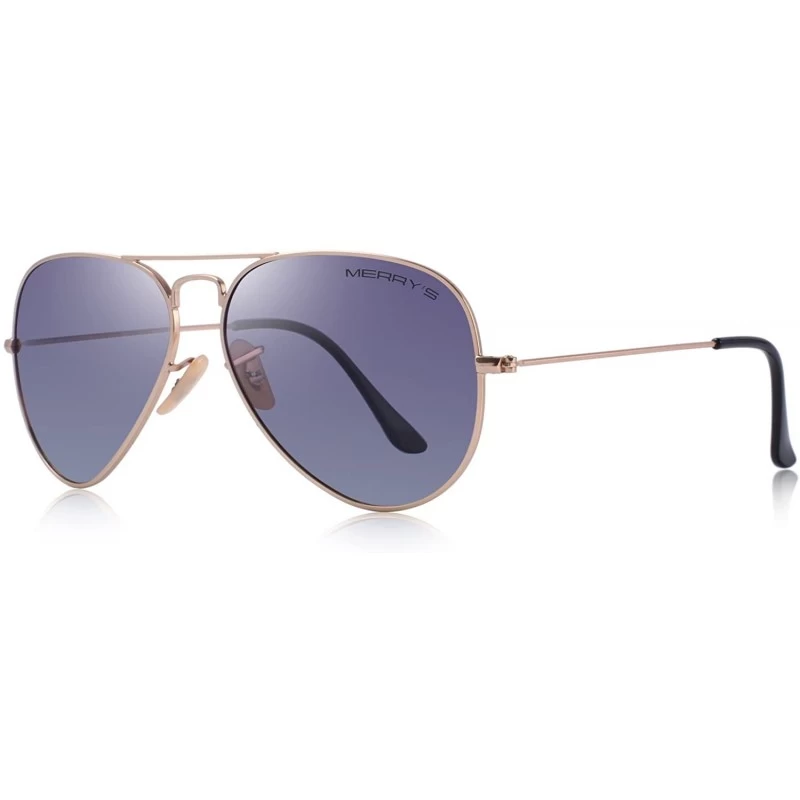 Square Classic Men Polarized sunglass Pilot Sunglasses for Women 58mm S8025 - Gold&purple - C618DLZ04OU $22.28