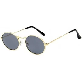 Oval Vintage Oval Small Metal Frame Steampunk Sunglasses Female Eyewear - Gold Gray - CH18U33ARL0 $30.90