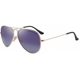 Square Classic Men Polarized sunglass Pilot Sunglasses for Women 58mm S8025 - Gold&purple - C618DLZ04OU $22.28