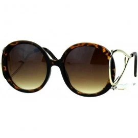 Butterfly Womens Unique Large Hoop Hinge Arm Mod Round Butterfly Sunglasses - Tortoise - C417YUEKTXZ $14.12