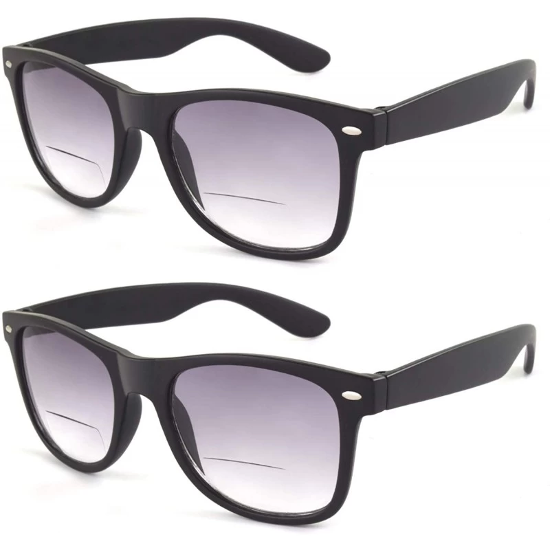 Wayfarer 2 Pairs Bifocal Reading Sunglasses Classic Style Sun Readers Unisex - Black - CN18T72QCQK $21.63