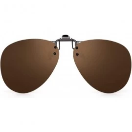 Aviator Polarized Clip on Sunglasses Frameless Flip Up Aviator Style Lens for Prescription Glasses - Brown - C318T0IWR3L $21.35