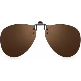 Aviator Polarized Clip on Sunglasses Frameless Flip Up Aviator Style Lens for Prescription Glasses - Brown - C318T0IWR3L $11.24