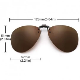 Aviator Polarized Clip on Sunglasses Frameless Flip Up Aviator Style Lens for Prescription Glasses - Brown - C318T0IWR3L $11.24