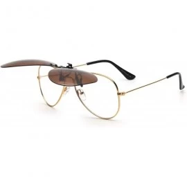 Aviator Polarized Clip on Sunglasses Frameless Flip Up Aviator Style Lens for Prescription Glasses - Brown - C318T0IWR3L $11.24