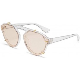 Round 2019 Newest Designer Summer Trendy Vintage round Sunglasses Women Luxury Brand Shades - Clear&brown - CW18LH4499O $27.72