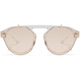 Round 2019 Newest Designer Summer Trendy Vintage round Sunglasses Women Luxury Brand Shades - Clear&brown - CW18LH4499O $15.12