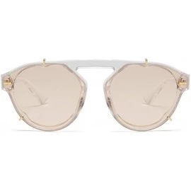Round 2019 Newest Designer Summer Trendy Vintage round Sunglasses Women Luxury Brand Shades - Clear&brown - CW18LH4499O $15.12