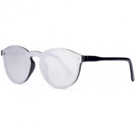 Round Linno Lightweight Horn Rimmed Round Retro Sunglasses for Men Women 100% UV Protection - Silver - C518LQXEN8I $24.09