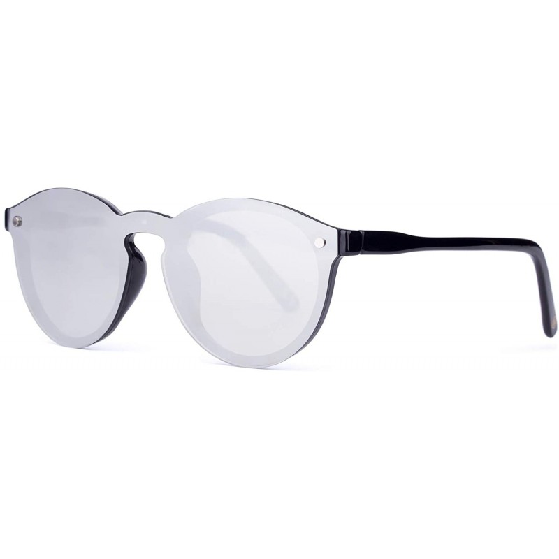 Round Linno Lightweight Horn Rimmed Round Retro Sunglasses for Men Women 100% UV Protection - Silver - C518LQXEN8I $11.58