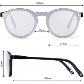 Round Linno Lightweight Horn Rimmed Round Retro Sunglasses for Men Women 100% UV Protection - Silver - C518LQXEN8I $11.58
