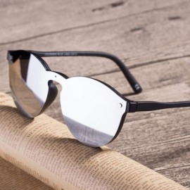 Round Linno Lightweight Horn Rimmed Round Retro Sunglasses for Men Women 100% UV Protection - Silver - C518LQXEN8I $11.58