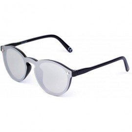 Round Linno Lightweight Horn Rimmed Round Retro Sunglasses for Men Women 100% UV Protection - Silver - C518LQXEN8I $11.58