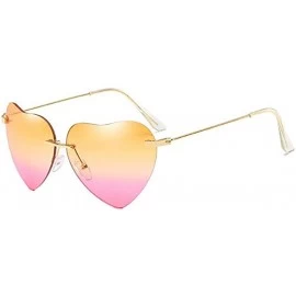 Wrap New Retro Love Ocean Piece Sunglasses Street Beat Peach Heart Shaped Sunglasses - E - C318TS2UXWS $8.02