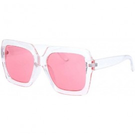 Square "Estel" UV400 Retro Thick Clear Frame Horn Rimmed Color Two Tone Sunglasses - CF18EH37LIW $8.67