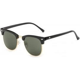 Semi-rimless Clubmaster Classic Metal Half Frame Horn Rimmed Sunglasses Uv 400 - Black/Bronze - C812GN5XBJ9 $19.97