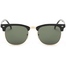 Semi-rimless Clubmaster Classic Metal Half Frame Horn Rimmed Sunglasses Uv 400 - Black/Bronze - C812GN5XBJ9 $10.11