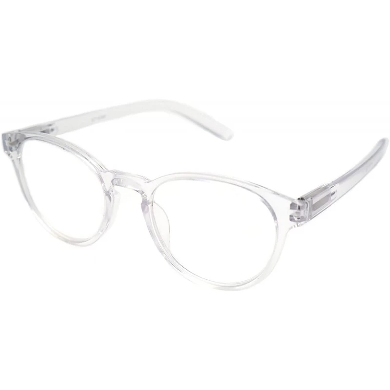 Round shoolboy fullRim Lightweight Reading spring hinge Glasses - Z2 Transparent Clear - CL18ARTKZE4 $33.57