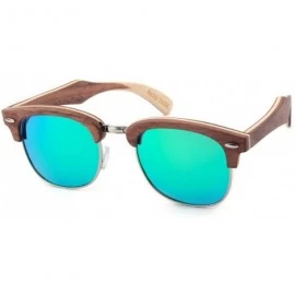 Semi-rimless Abordeaux - Unisex Wood Mirrored Semi-Rimless Sunglass - Green - CZ17Y28QUEL $44.96