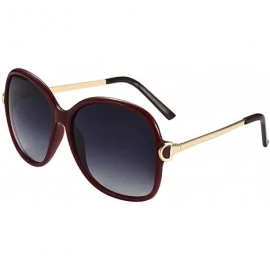 Square Oversized Sunglasses Big Large Women Square Wide Black Brown Retro Trendy - Red - CN1938M20T6 $25.25