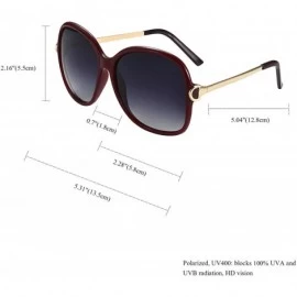 Square Oversized Sunglasses Big Large Women Square Wide Black Brown Retro Trendy - Red - CN1938M20T6 $12.13