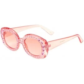 Oval Frontal Rhinestone Squared Oval Thick Frame Sunglasses - Red Crystal - CH1987EA37D $25.43
