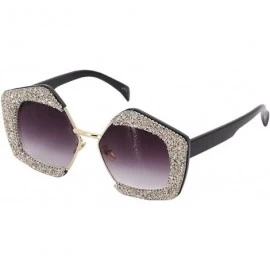 Square Sparkling Crystal Sunglasses UV 400 Protection Rhinestone Sunglasses Fashion Eyewear - Black - CH18XS646K6 $14.48