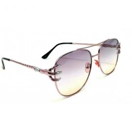 Oval Claw Luxury Metallic Aviator Sunglasses Flat Lenses - Pink Metallic Frame - CQ18W5OZE3Y $20.80