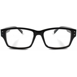Rectangular Smart Stylish Geeky Rectangle Mens Womens Clear Lens Eye Glasses - Black - CF18XGXU7HE $20.21