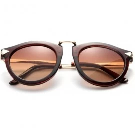 Round "Kyla" Unique Round Glasses with UV400 Flash Lenses Modern Fashion Sunglasses - Brown - C612N5JGJ8W $12.11