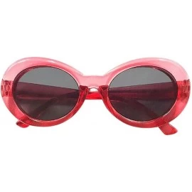 Oval Retro Vintage Clout Unisex Sunglasses Rapper Oval Shades Grunge Goggles (Clear Red) - Clear Red - CI195NKQYNE $15.85