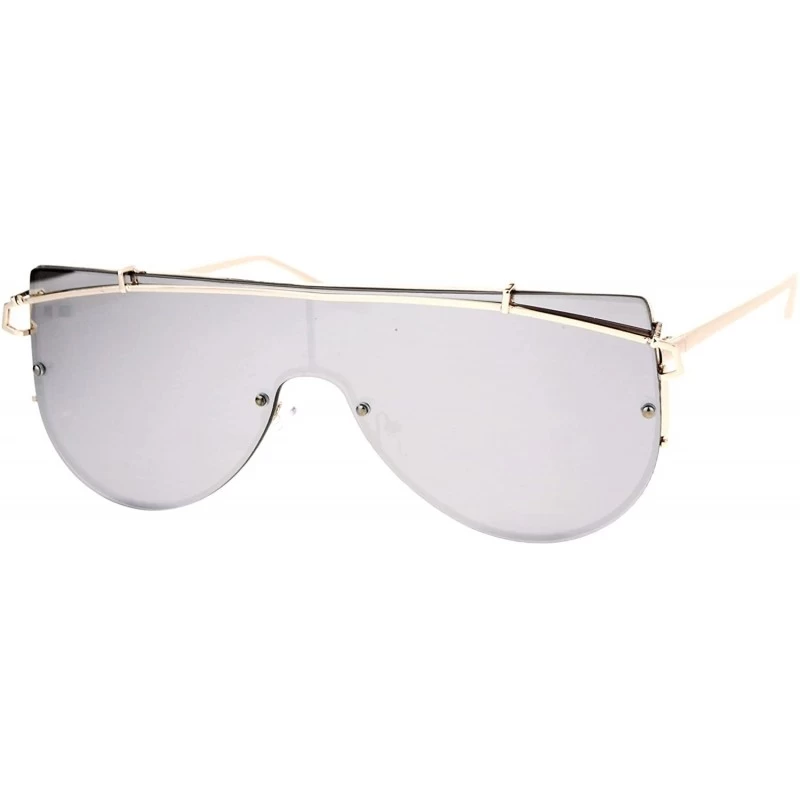 Shield Retro Flat Panel Shield Disco Futurism Sunglasses - Gold Mirror - CI12N1ZPK4W $10.13